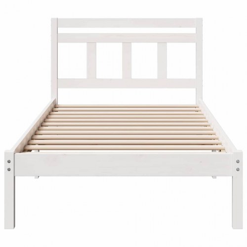 Sengestel med hovedgærde 100 x 200 cm - hvid, massiv fyrretræ