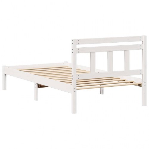 Sengestel med hovedgærde 100 x 200 cm - hvid, massiv fyrretræ
