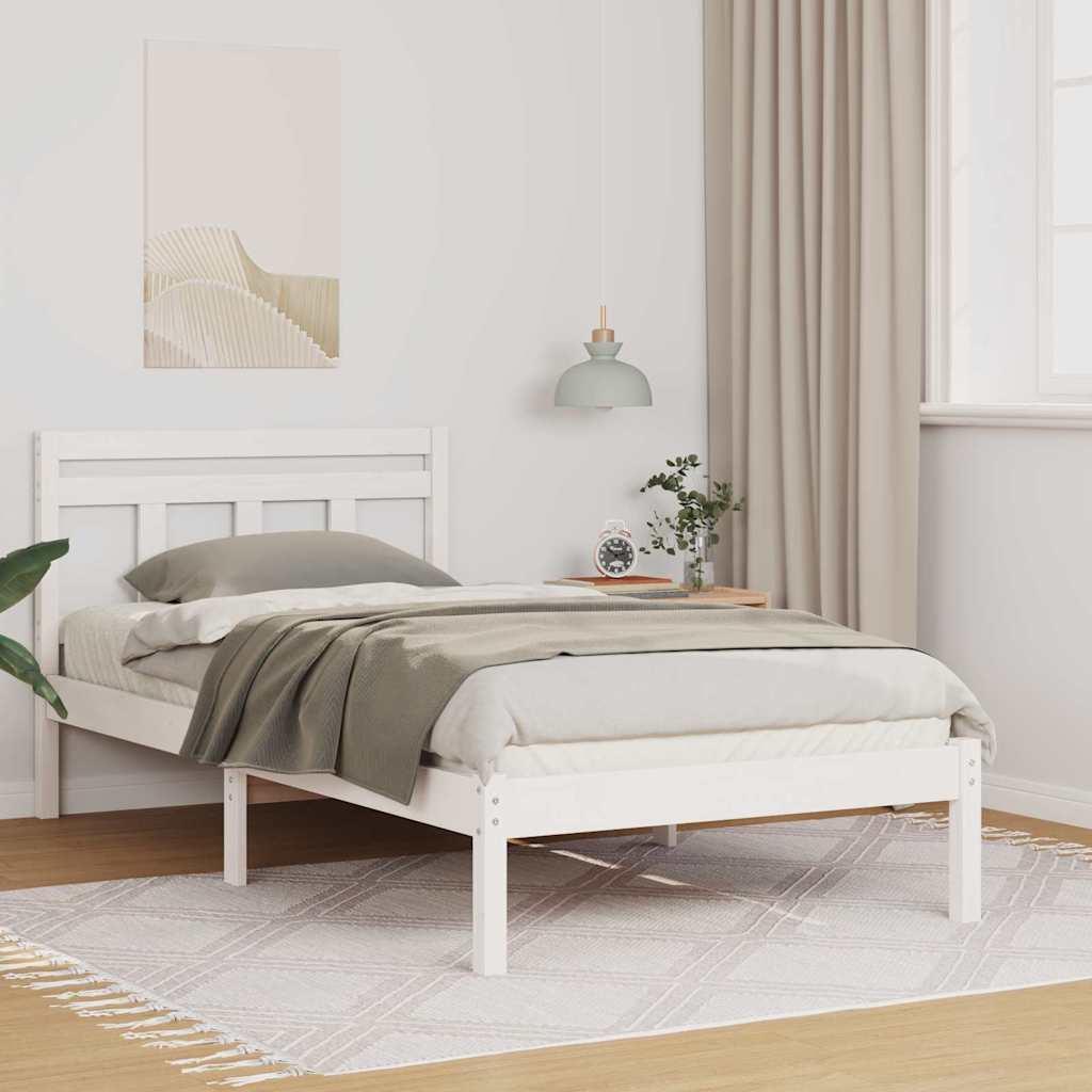 Sengestel i hvidt massivt fyrretræ 75 x 190 cm