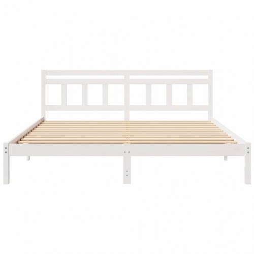 Sengestel 200 x 200 cm i massiv fyrretræ - hvid
