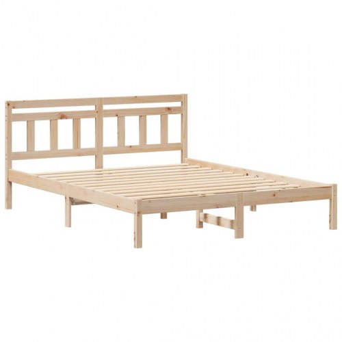 Sengestel med hovedgærde - brun 150 x 200 cm i massiv fyrretræ