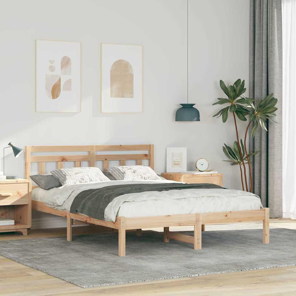 Sengestel i massiv fyrretræ - brun 120 x 190 cm med hovedgærde