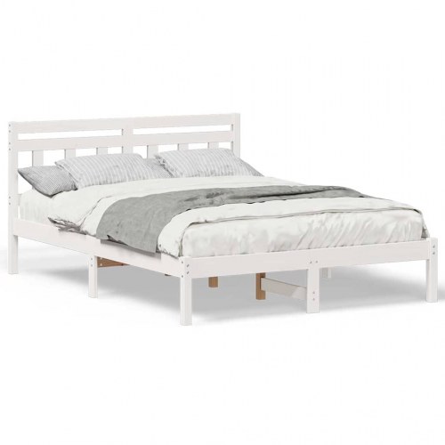 Sengestel med hovedgærde Hvid Konstruktionsfyr