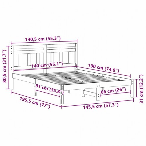 Sengestel med hovedgærde Hvid Konstruktionsfyr