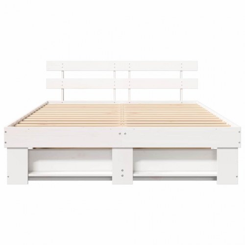 Sengestel med hovedgærde i massiv fyrretræ 150 x 200 cm - hvid