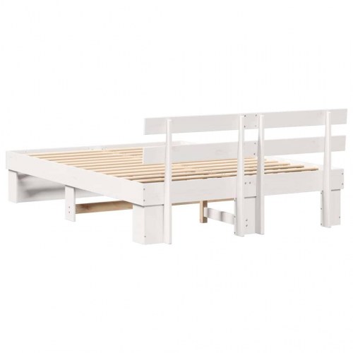 Sengestel med hovedgærde i massiv fyrretræ 150 x 200 cm - hvid