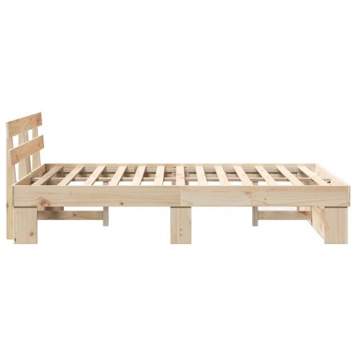 Sengestel med hovedgærde 120 x 200 cm - brun massiv fyrretræ