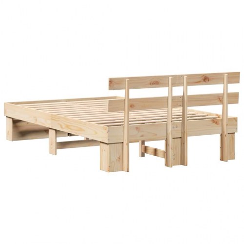 Sengestel med hovedgærde 120 x 200 cm - brun massiv fyrretræ