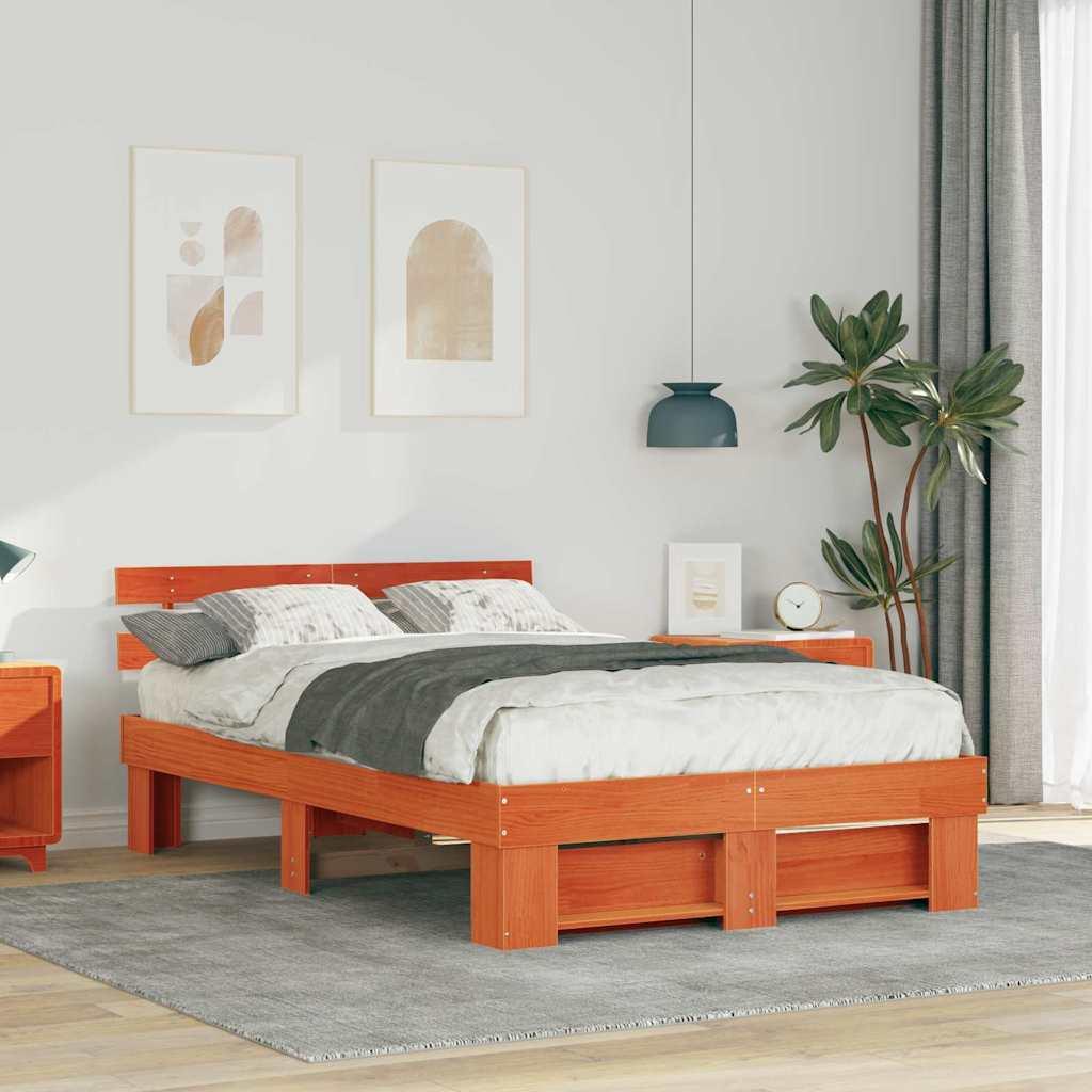 Sengestel Gyldenbrun 140 x 190 cm Massivt fyrretræ