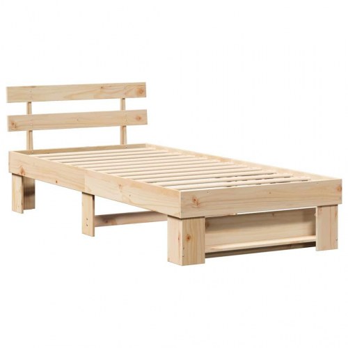 Sengestel med hovedgærde 100 x 200 cm i massivt fyrretræ