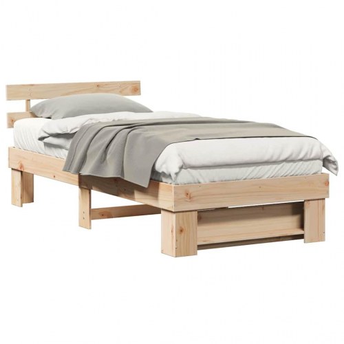 Sengestel med hovedgærde - brun 80 x 200 cm massiv fyrretræ