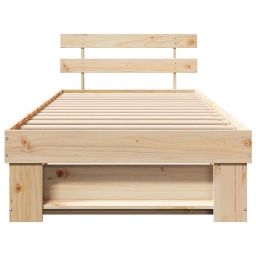 Sengestel med hovedgærde - brun 80 x 200 cm massiv fyrretræ