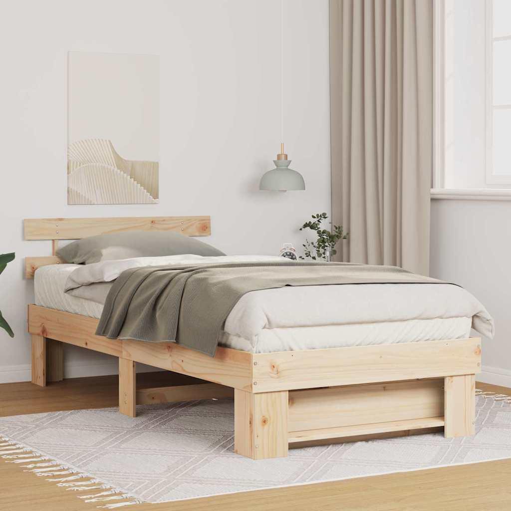 Sengestel med hovedgÃ¦rde Brun 75 x 190 cm Massivt fyrretrÃ¦