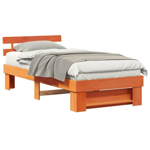 Sengestel med hovedgærde 75 x 190 cm - voks brun