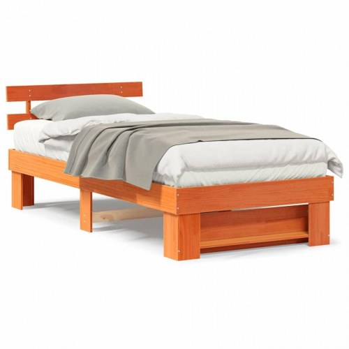 Sengestel med hovedgærde 75 x 190 cm - voks brun