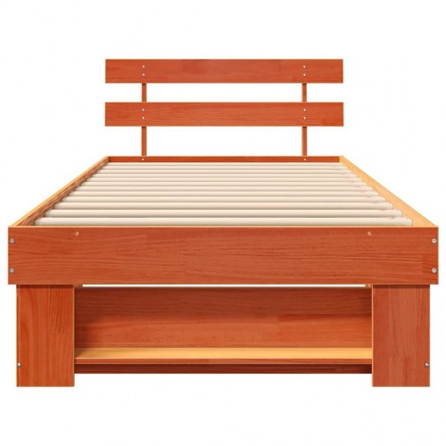 Sengestel med hovedgærde 75 x 190 cm - voks brun
