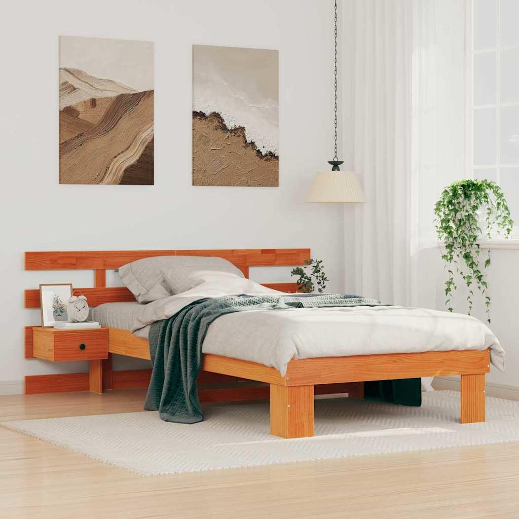 Sengestel med skuffe Gyldenbrun 100 x 200 cm Massivt fyrretræ