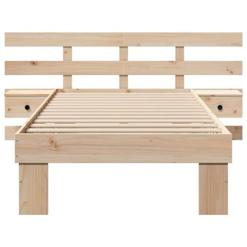 Sengestel med hovedgærde brun 80 x 200 cm - massiv fyrretræ