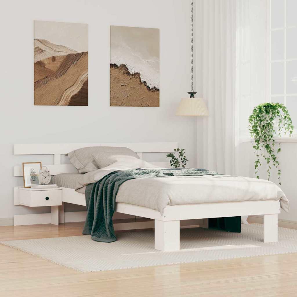 Sengestel med hovedgærde Hvid 80 x 200 cm Massivt fyrretræ