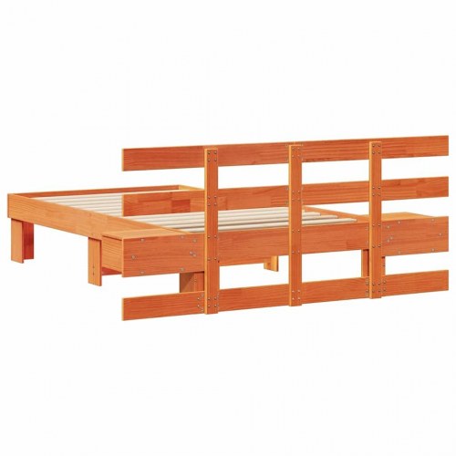 Sengestel med hovedgærde - voksbrun 90 x 190 cm massiv fyrretræ