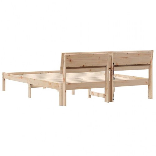 Sengestel med hovedgærde og USB-porte - brun 140 x 200 cm
