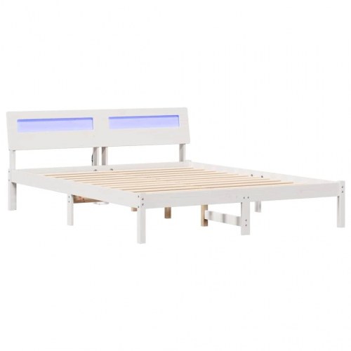 Sengestel med hovedgærde og USB-porte - hvid 140 x 200 cm