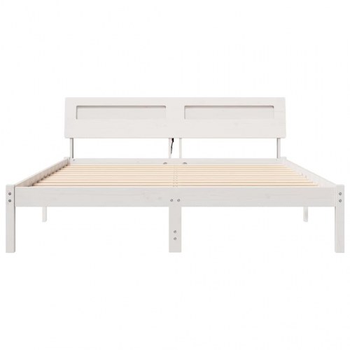 Sengestel med hovedgærde og USB-porte - hvid 140 x 200 cm