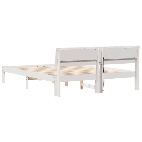 Sengestel med hovedgærde og USB-porte - hvid 140 x 200 cm