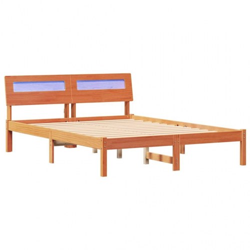 Sengestel med hovedgærde og USB - voksbrun 120 x 200 cm