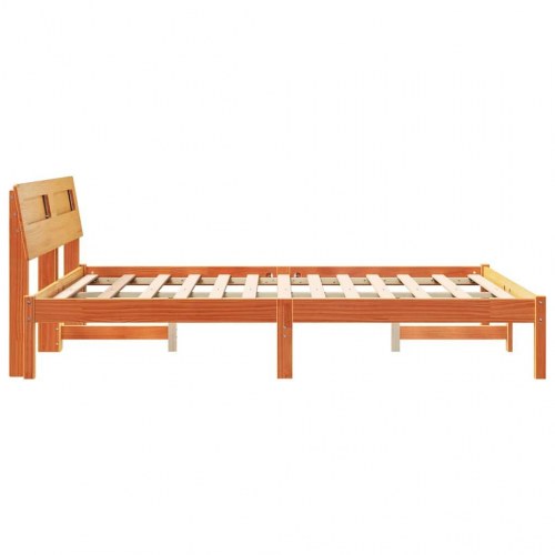 Sengestel med hovedgærde og USB - voksbrun 120 x 200 cm