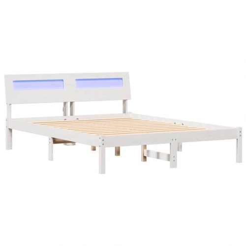 Sengestel med hovedgærde og USB-porte - hvid, 140 x 190 cm