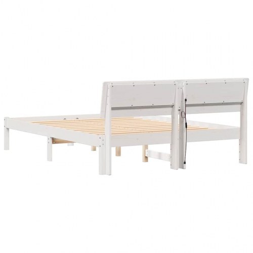 Sengestel med hovedgærde og USB-porte - hvid, 140 x 190 cm