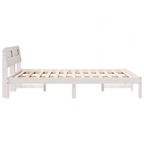 Sengestel med hovedgærde og USB - hvid 135 x 190 cm