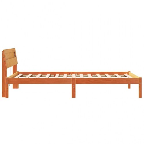 Sengestel med hovedgærde i voksbrun massiv fyr 100 x 200 cm