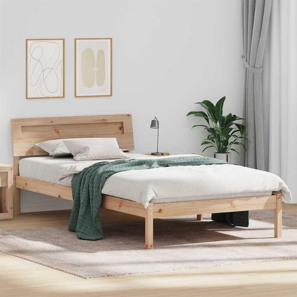 Sengestel med hovedgÃ¦rde Brun 90 x 200 cm Massivt fyrretrÃ¦