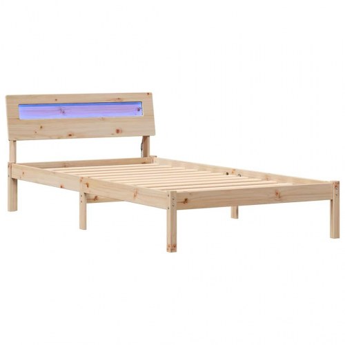 Sengestel med hovedgærde og USB - brun 90 x 190 cm