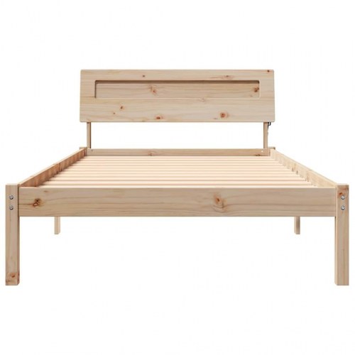 Sengestel med hovedgærde og USB - brun 90 x 190 cm