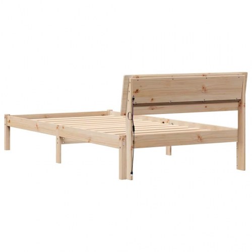 Sengestel med hovedgærde og USB - brun 90 x 190 cm