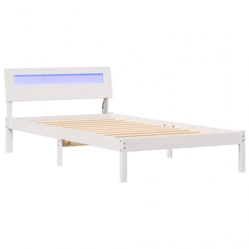 Sengestel med hovedgærde og USB - hvid 90 x 190 cm