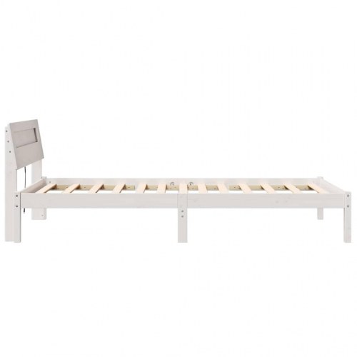 Sengestel med hovedgærde - hvid 100 x 200 cm i massiv fyrretræ