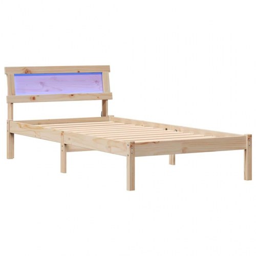 Sengestel med hovedgærde brun 90 x 200 cm i massiv fyrretræ