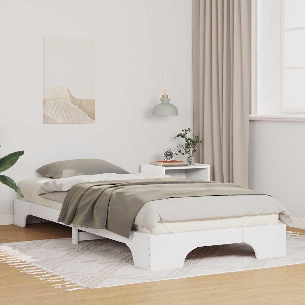Gulv seng ramme med opbevaring Hvid 100 x 210 cm træ
