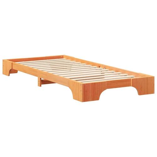 Gulv seng ramme Brun 100 x 210 cm Massivt fyrretræ
