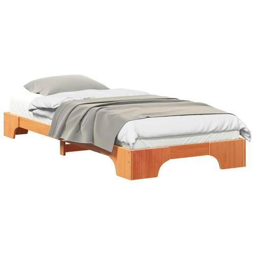 Gulv seng ramme Brun 100 x 210 cm Massivt fyrretræ