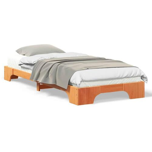Gulv seng ramme Brun 100 x 210 cm Massivt fyrretræ