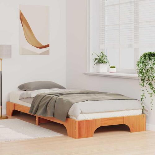 Gulv seng ramme Brun 100 x 210 cm Massivt fyrretræ