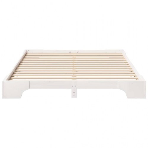 Gulv seng ramme med opbevaring Hvid 160 x 210 cm træ