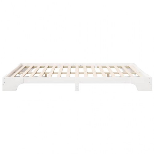 Gulv seng ramme med opbevaring Hvid 160 x 210 cm træ