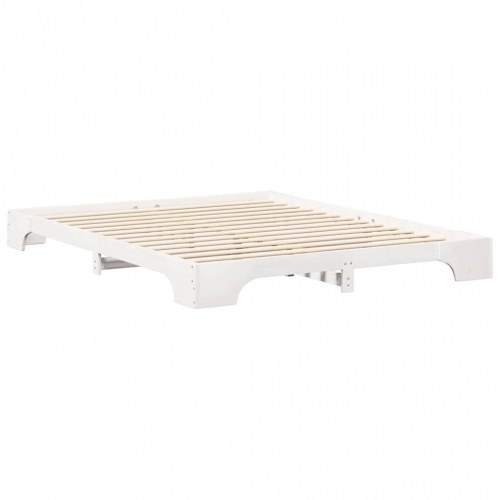 Gulv seng ramme med opbevaring Hvid 160 x 210 cm træ