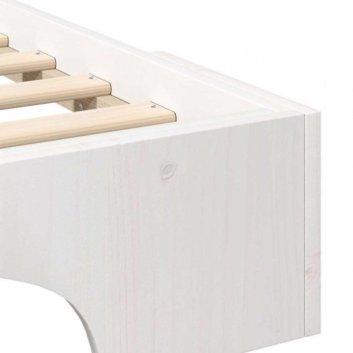 Gulv seng ramme med opbevaring Hvid 160 x 210 cm træ